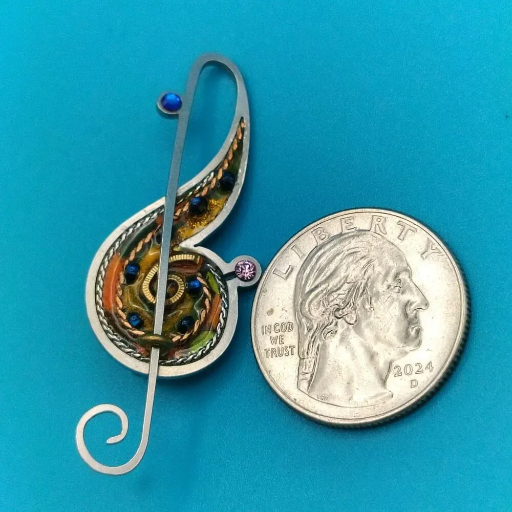 Artistic Treble Clef Brooch Pin Approx 2